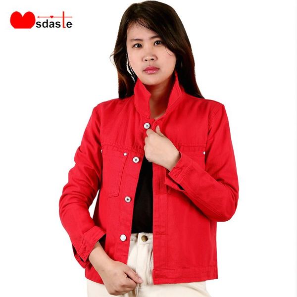 

jeans jacket women 2019 spring new turn-down neck candy color s~xxl long sleeve loose lady coats casual woman denim jackets, Black;brown