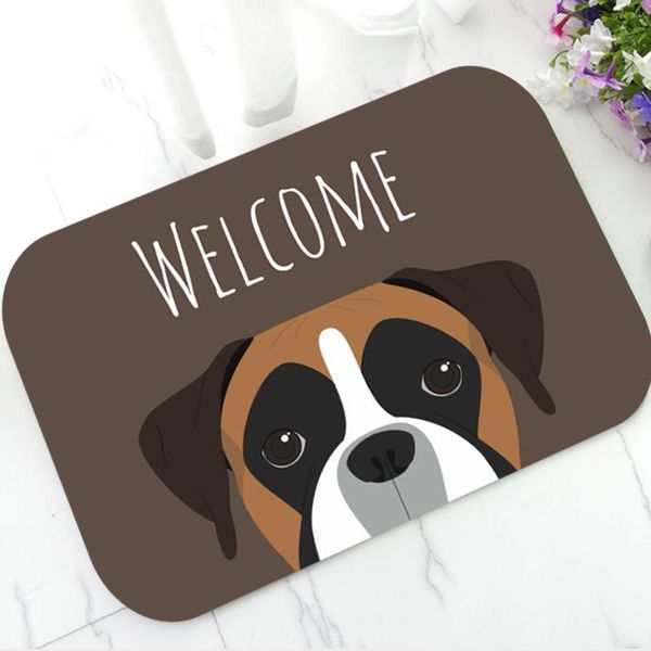 

funny boxer dog portrait welcome doormat rug carpet door mat for dog mom dad non slip mats dogs puppy lover home decor gift