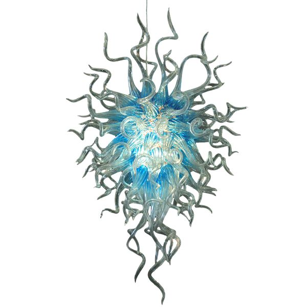 

Modern Crystal Chandelier Lights Aqua Blue Shade Transparent Art Glass Lighting Chandelier Pendant Lights Home Hotel 40inch Large Chandelier