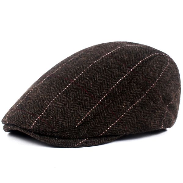 

2018 spring autumn winter berets england style beret hats for men or women visor cap cotton striped beret hat woolen flat cap, Blue;gray