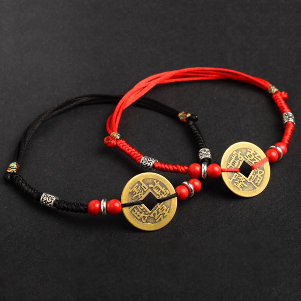 

coins anklet opening evil transit natal red-black rope anklet mens and womens lucky anti-villain really coins anklet, Red;blue