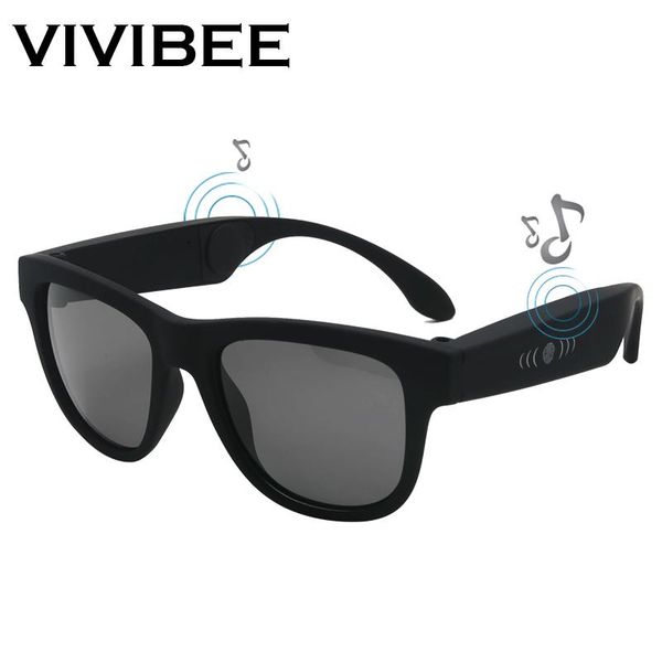 

vivibee 2019 new arrival bone conduction bluetooth music sunglasses trendy wireless audio sound g1 polaroid square men shades, White;black