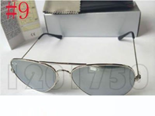 

2019 designer sunglasses rays vintage pilot men women 58mm 62mm bans uv400 justin band mirror metal frame glass lens ben classic with cases, White;black