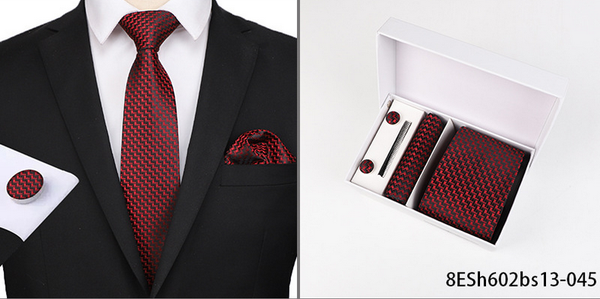 

new fashion pattern tie men 8cm silk tie suit men wedding formal occasion handkerchief cufflinks 3 piece set, Blue;purple