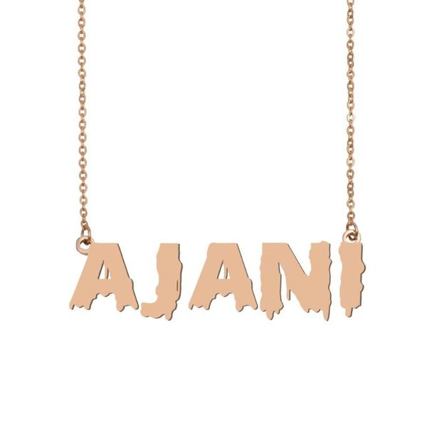 

ajani name necklace , cool bloody art name necklace for halloween and santa's day jewelry gift for kids boys girls, Silver