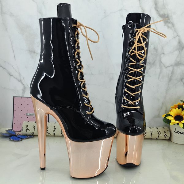 

leecabe champagne platform with black patent upper 20cm pole dance shoes