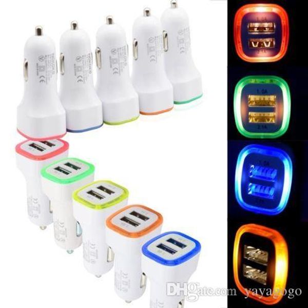 

wholesale mini order 3ps wholesales brand new 2.1a led usb dual 2 port adapter socket car charger for iphone/samsung e262