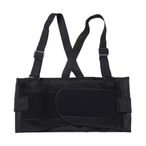 

adjustable back waist support belt breathable men lumbar brace fitness weightlifting running back belt with shoulder straps, Black;gray