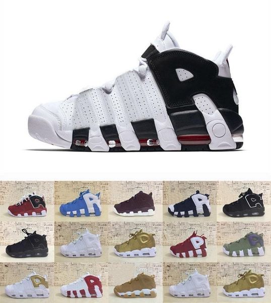 

2018 Newest More Uptempo SUPTEMPO Basketball Shoes OLYMPIC RELEASE Bulls Gold Varsity Maroon Black Mens Women Scottie Pippen Shoes