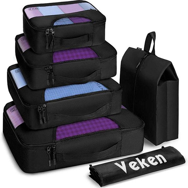 

6-piece storage bag, travel luggage storage bag with laundry bag and shoe