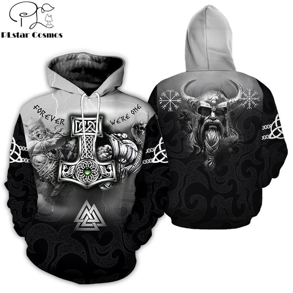 

plstar cosmos 2019 new fashion men hoodies 3d all over printed tattoo viking odin hoodie apparel casual hoody streetwear ly191205, Black