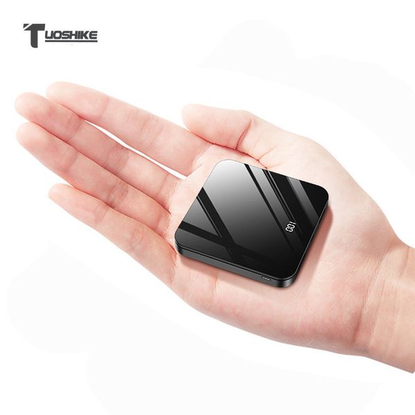 

tuoshike mini power bank mirror led display portable external battery charger powerbank fast charging for xiaomi iphone samsung