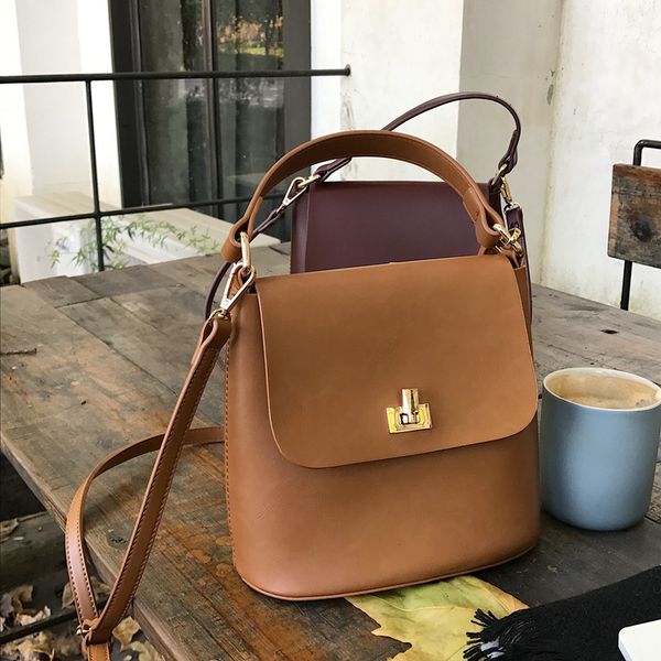 

fashion candy color bucket bag small pu leather one shoulder cross-body women's handbag female bag