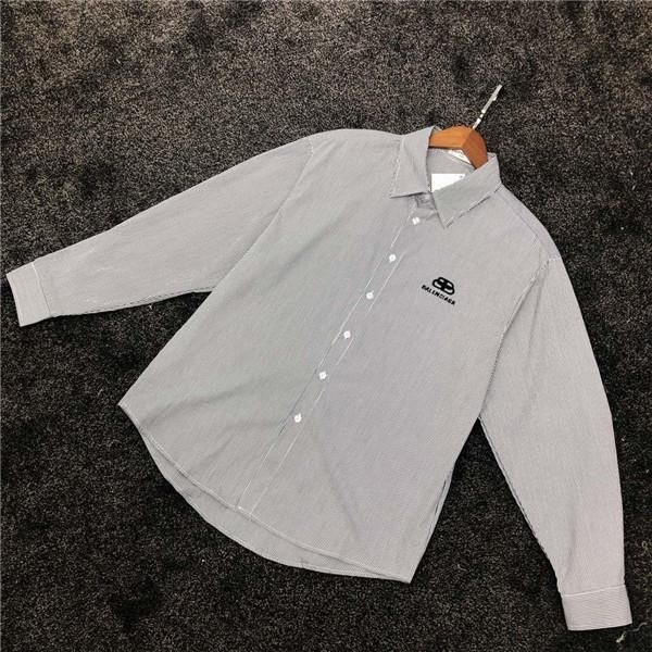 

19aw luxurious paris brand design bal bb shirt long sleeve men women lovers fashion behind letter breathable clothes casual outdoor shirt, Gray;blue