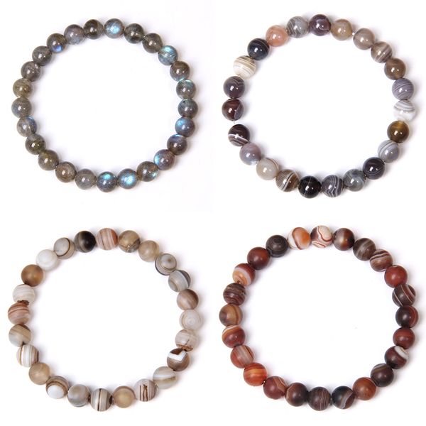 

natural stone bracelets bracelet women men stone mala beads charms meditation ethnic labradorite agates jewelry gem gift, Black