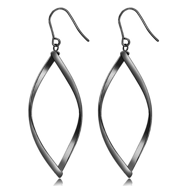 

316l stainless steel titanium steel geometric quadrilateral spiral earrings temperament wild earrings black gold silver color, Golden;silver