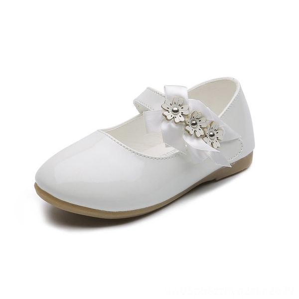 

17t flat white little baby leather girls kids flower princess cocktail party shoes for girls wedding dress shoes, Black;grey