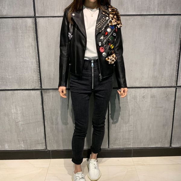 

ladies leather jacket women real leather jacket genuine coat, Black