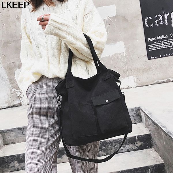 

casual crossbody bag multi-pocket large capacity solid handbags women bag literary simple messenger bags