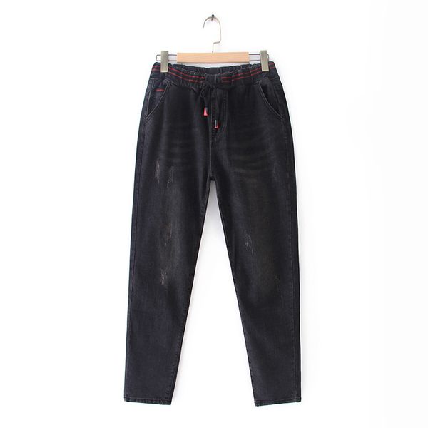 

plus size casual jeans 2019 autumn women fashion loose stretch denim ankle-length pants f32-f136, Blue