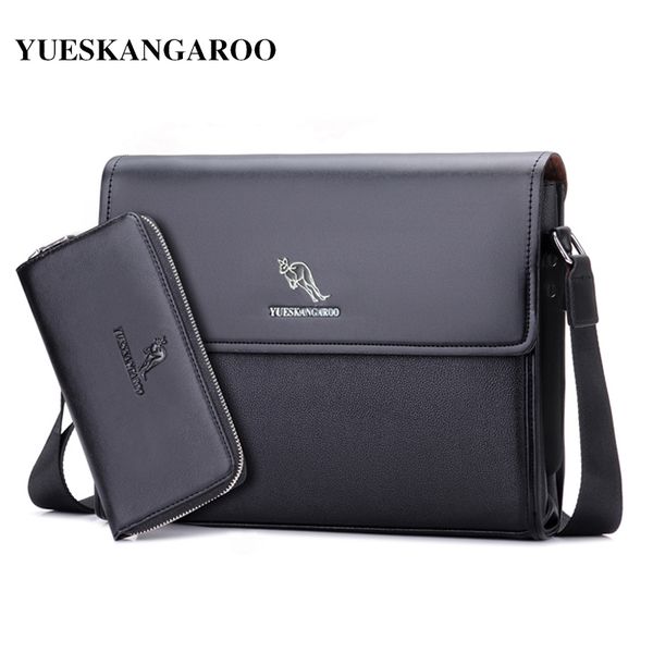 

yues kangaroo brand leather men bag business shoulder bag casual mens crossbody messenger for a4 document briefcase bolsa