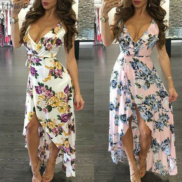 

women lady sleeveless floral party evening beach maxi dress sundress summer v neck dress, Black;gray