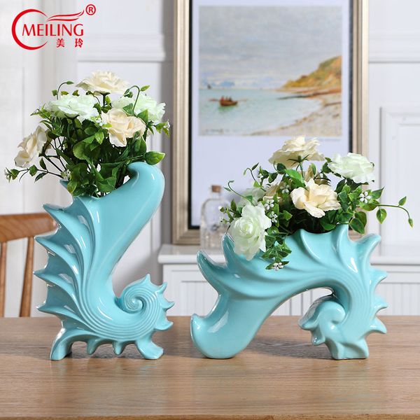Creative Conch Fish Decorative Vases For Flowers Ceramic Ornaments