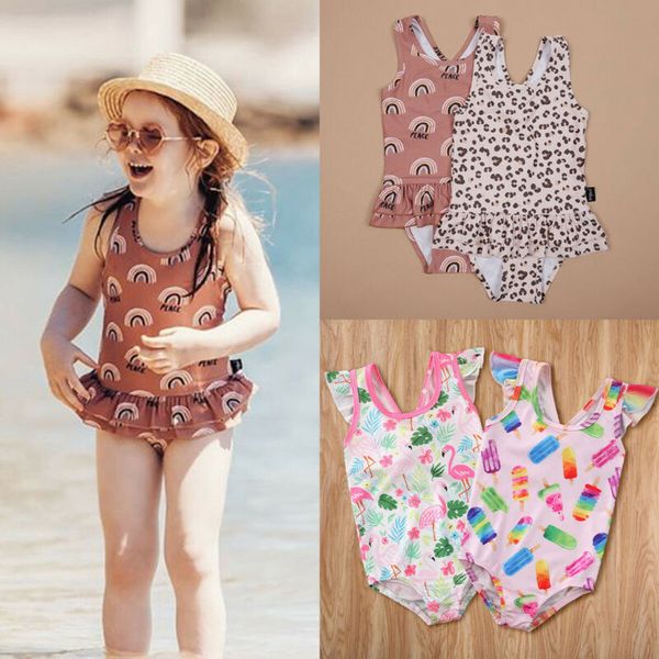 

newborn baby girl kids rainbow swimwear swimsuit swimming summer clothes, Black