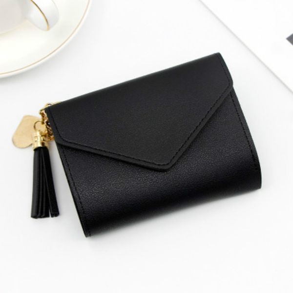 

women wallet short style small three fold hand wallet multi function many card bag direct wholesale drop shipping girls purse, Red;black