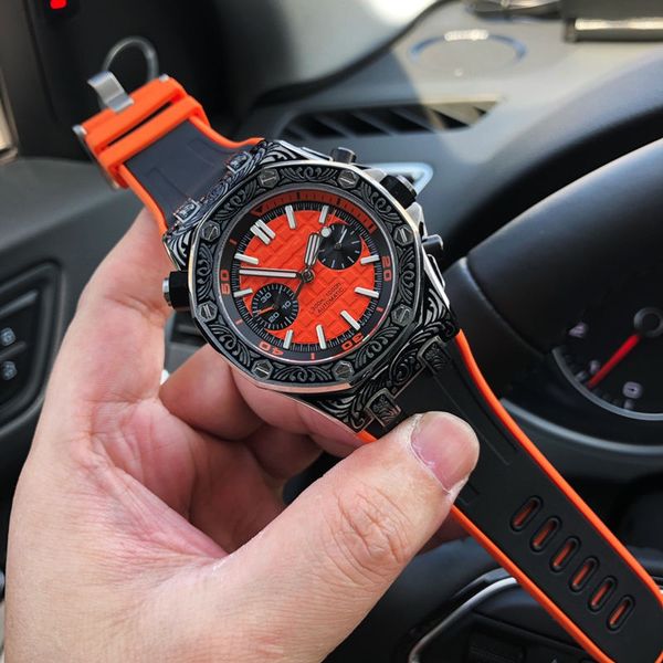 

42 мм роскошные мужские часы автоматический механический механизм 316 корпус из нержавеющей стали сапфировое стекло зеркало мода резиновый р, Slivery;brown