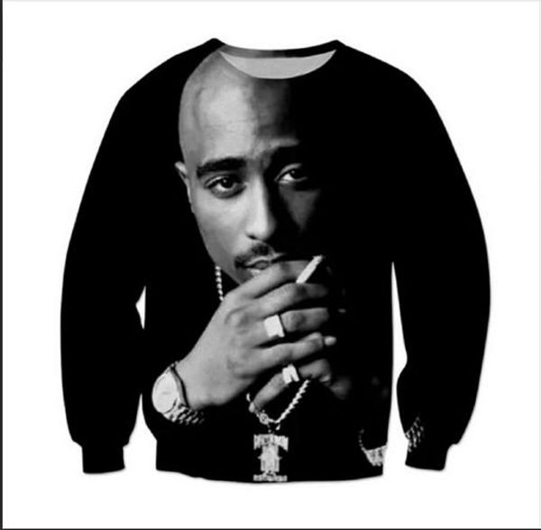 

new fashion mens/womens 2pac tupac monochrome biggie tu gangster rap funny 3d print casual sweatshirt, Black