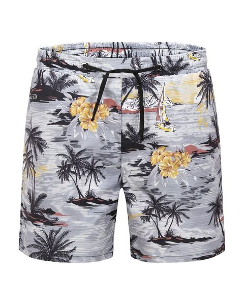 

2019 new summer men brand beach shorts hawaiana hombre printed elastic waist mens shorts gym men, White;black