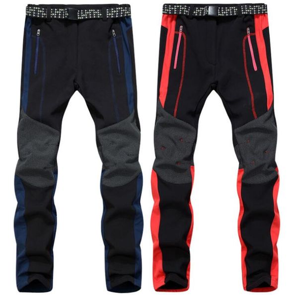 

2020 winter men women's fleece softshell ski pants camping hiking pants outdoor sport thermal fishing skiing waterproof trousers, Black;green