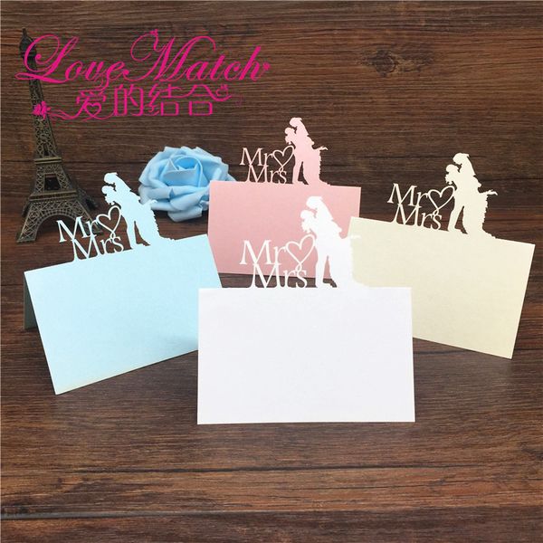 

40pcs bride and groom laser cut wedding table place card name card wedding party table decoration mr mrs love heart design