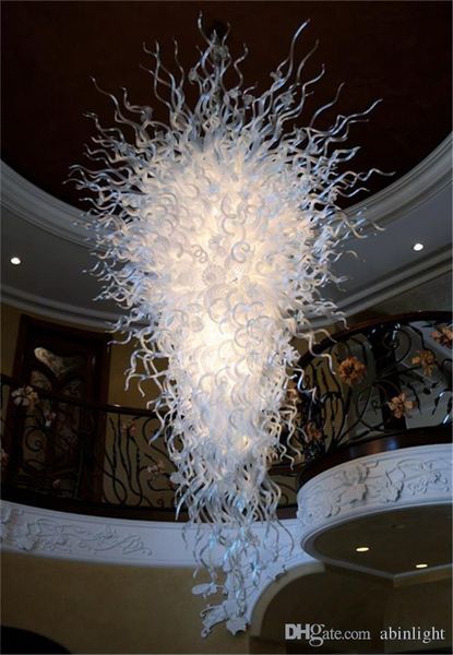 

white clear color customized size blown glass chandeliers morden murano style glass led chain chandelier lighting
