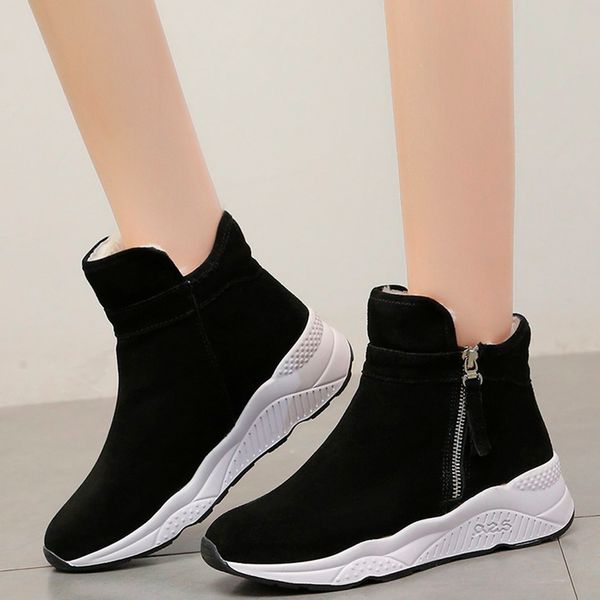 

2020 snow boots leisure zipper warm plush winter comfortable women shoes woman ankle boots female, Black