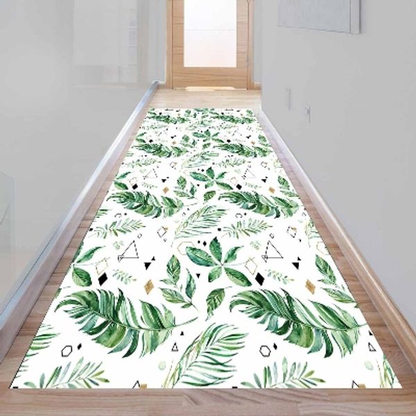 

else tropical green leaf geometric triangle 3d print non slip microfiber washable long runner mat floor mat rugs hallway carpets