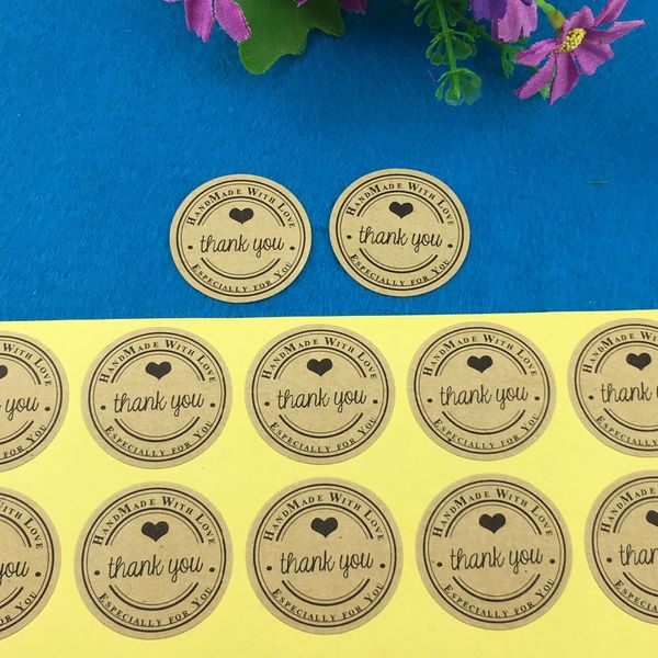 

3.5cm round kraft sticker labels 2000pcs/lot thank you kraft sticker labels sealing adhesive custom cost extra