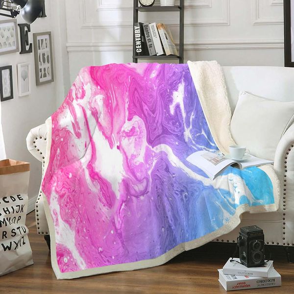 

colorful marble sherpa fleece blanket for kids pink blue thin quiltÂ on bed fluffy blanket teens plush throw marble