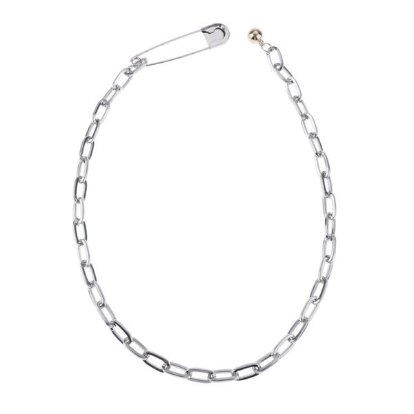 

fashion alloy chain choker geometry connector charms pin necklace jewelry, Silver