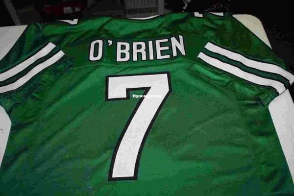 

retro #7 ken o'brien custom home mitchell & ness jersey green stitching men's football jerseys college ncaa, Black;red
