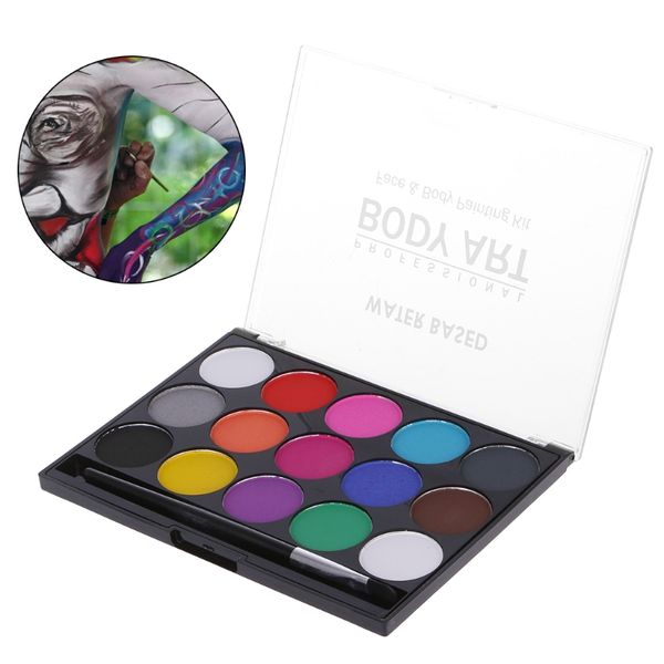 

15 colors body paint makeup facial painting water ink oil graffiti with brush