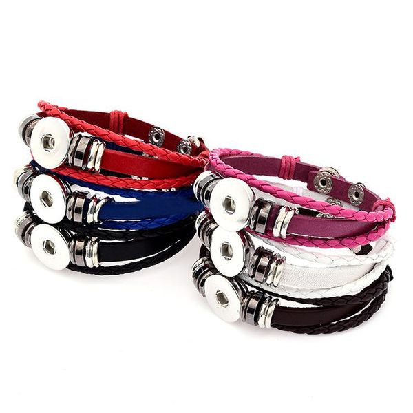 Bulk Bottoni automatici Noosa Bracciale in pelle 18mm Ginger snaps Fascino Corda intrecciata multistrato avvolgente Bracciale per donna Gioielli moda uomo