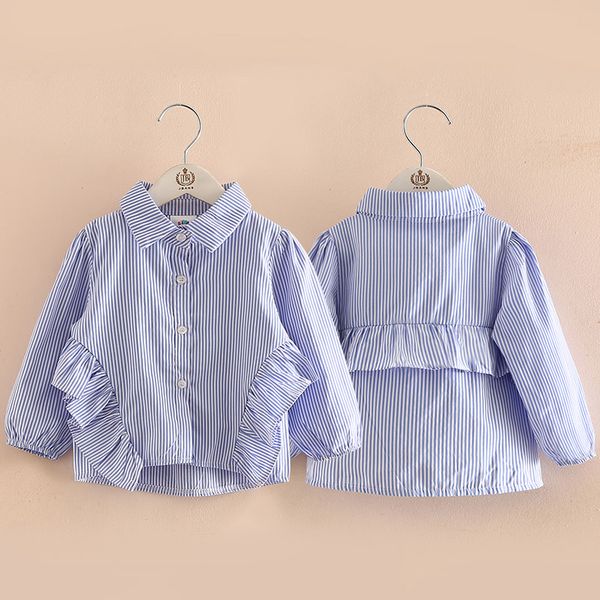 

blouse for girls 2020 autumn spring 2-9 10 years children fashion new long sleeve kids baby girl striped ruffle blouses shirts, White;black