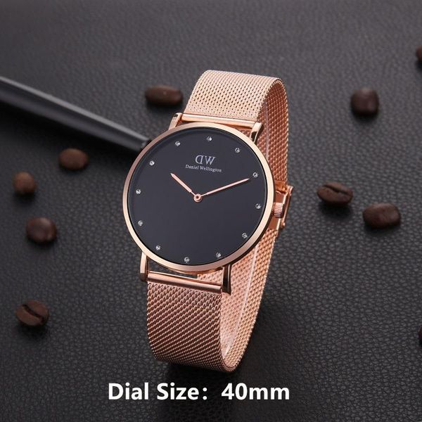 

Новые 3D часы Daniel Wellington 32 мм женские и 40 мм мужские бриллианты любовные часы швейца