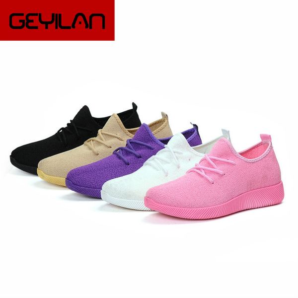 

2019 new breathable air mesh sneakers women spring summer slip on platform knitting flats soft walking shoes woman ladies shoes, Black