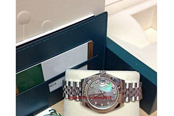 

original box certificate lady watch 31mm 178274 black diamond dial 2813 movement automatic, Slivery;brown