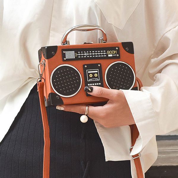 

radio box style pu leather ladies handbag shoulder bag purse women's crossbody messenger bag flap