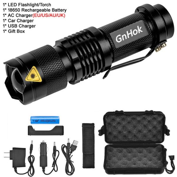 

gnhok mini zoom cree xml-t6 / l2 светодиодный фонарик led torch 5 режим 3800 люмен водонепроницаемый 18650 аккумулятор