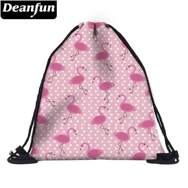 

deanfun 3d printing drawstring bag pink flamingo cute for beach teavel 60063